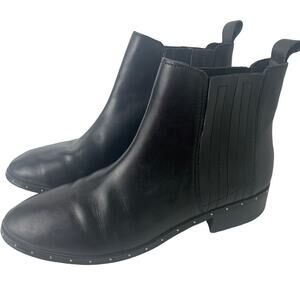 STEVE MADDEN Size 7.5 Women's Orchid Black Leather Studded Ankle Boot Studs
